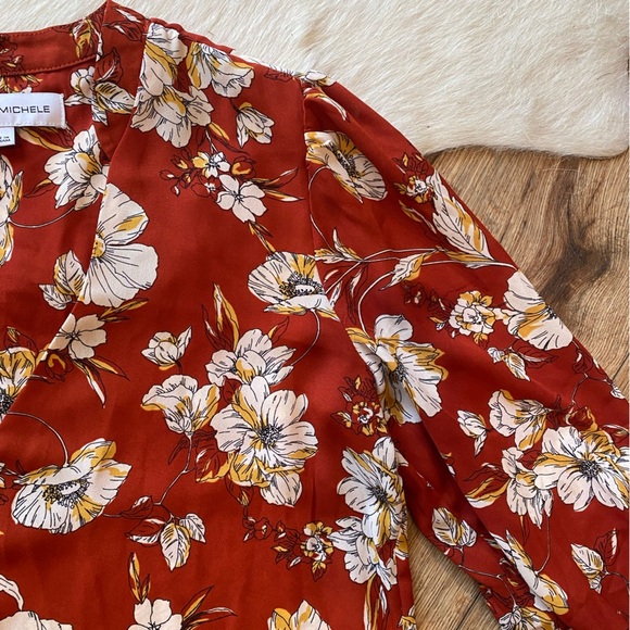 Emma and Michele dress long-sleeved, rust-colored with a floral pattern - Picture 8 of 10